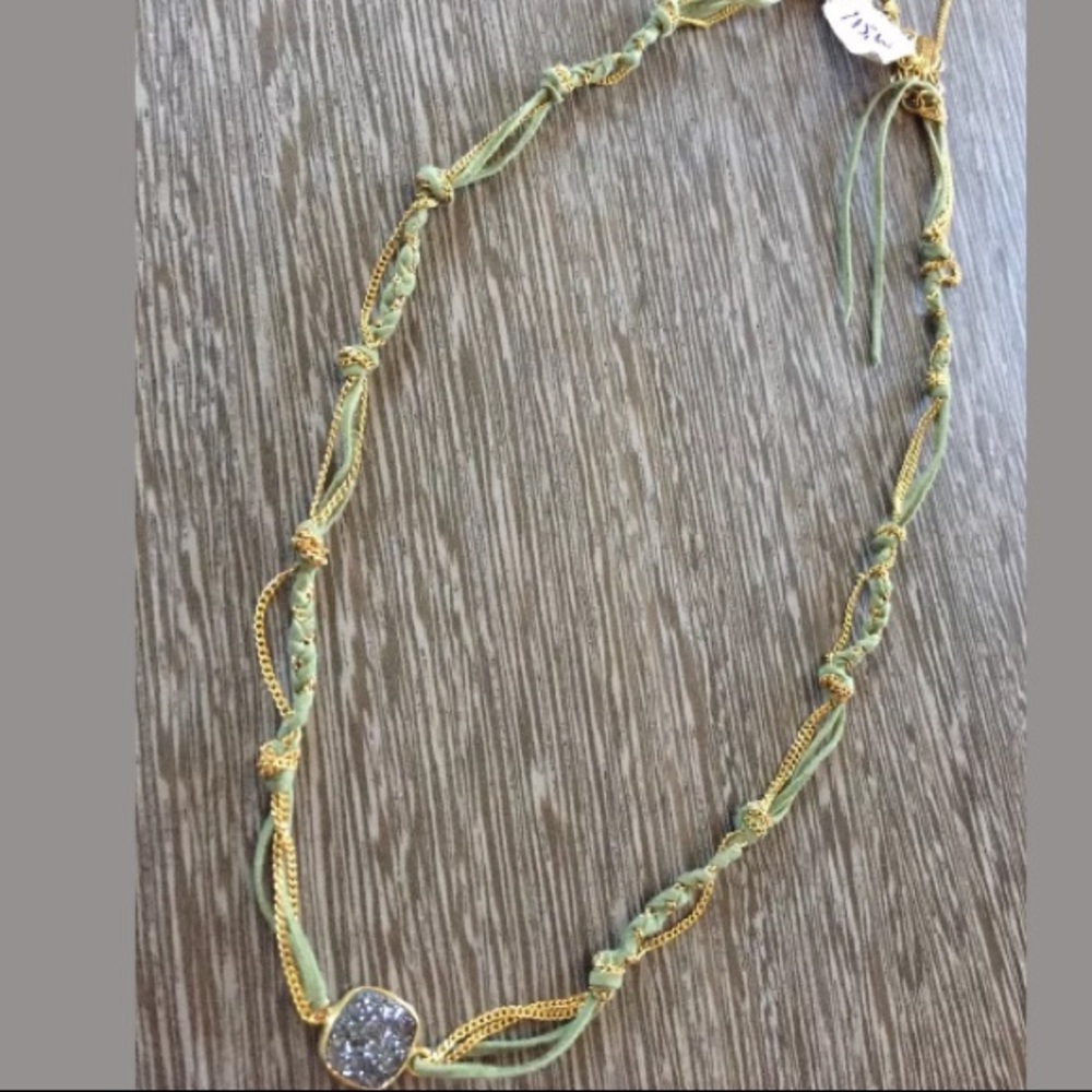 SOGOLI Gold/Sage Green Choker Necklace NWT
